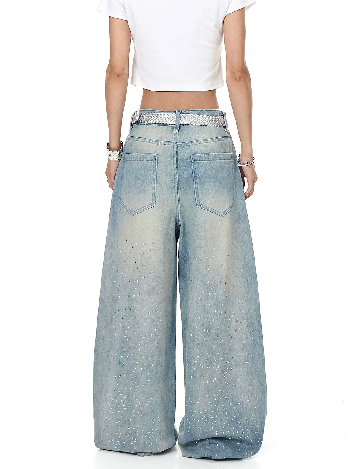 Brick Lane Wide-leg Washed Jeans - Blue