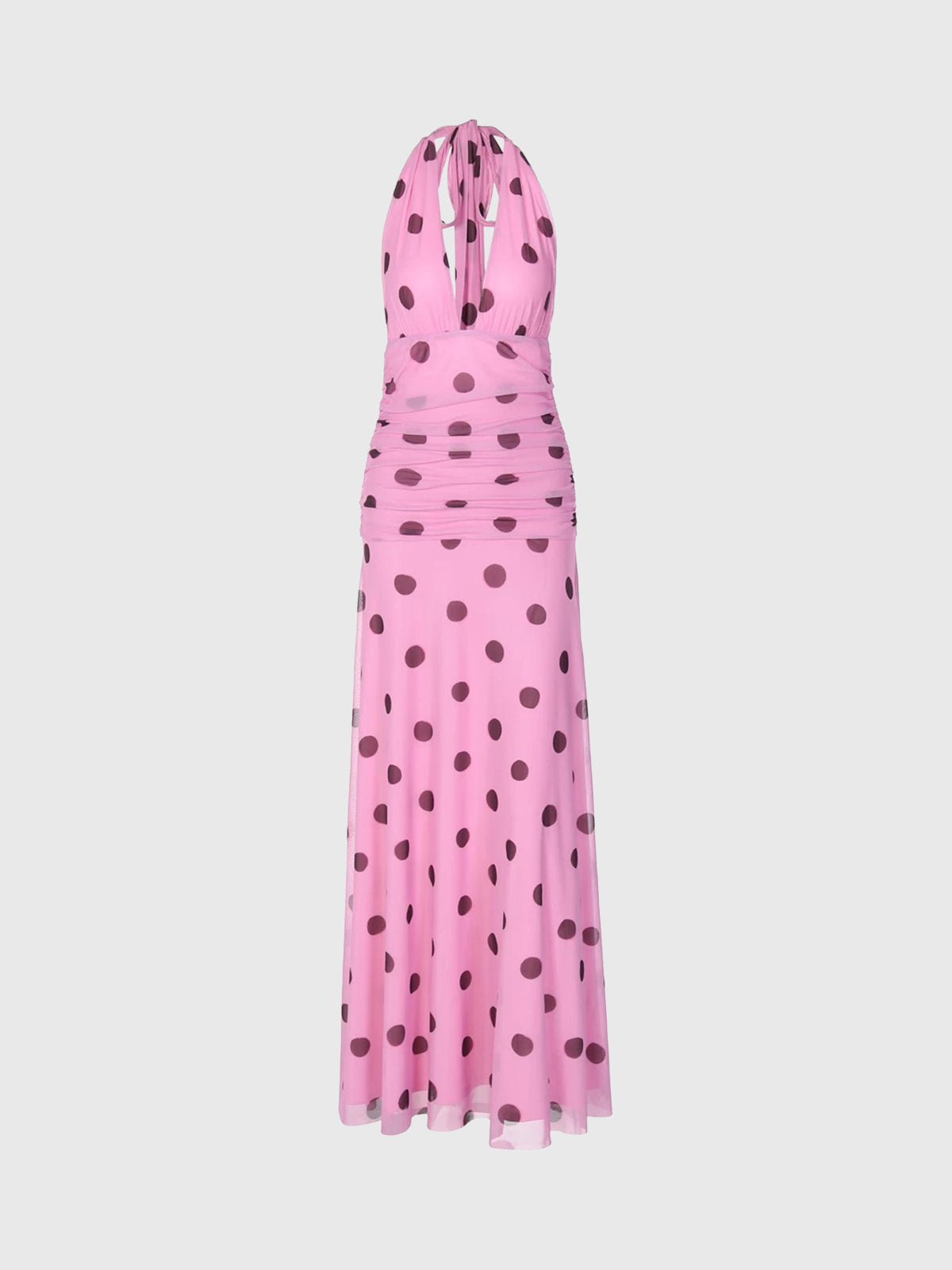 Dolled Office Halter Dot Maxi Dress - Pink
