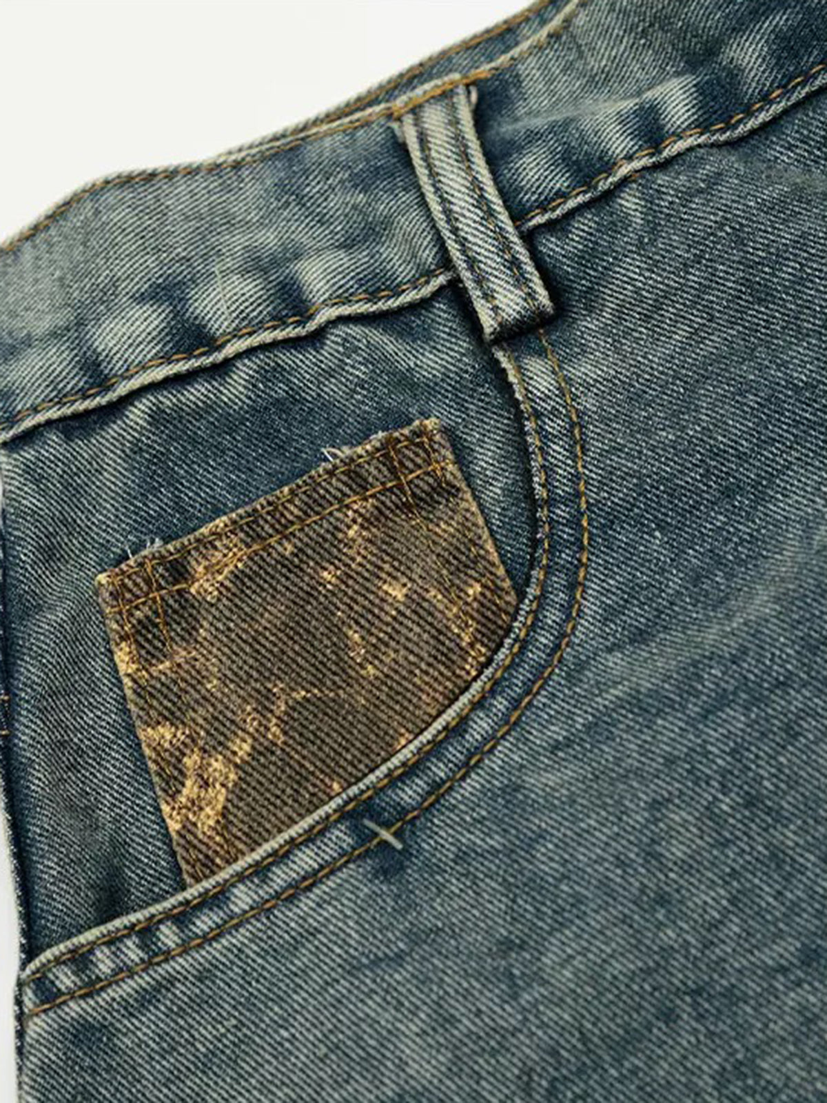Brick Lane Curved Cut Leopard Jeans - Blue