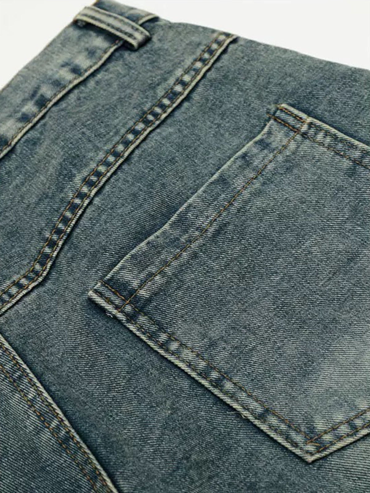 Brick Lane Curved Cut Leopard Jeans - Blue