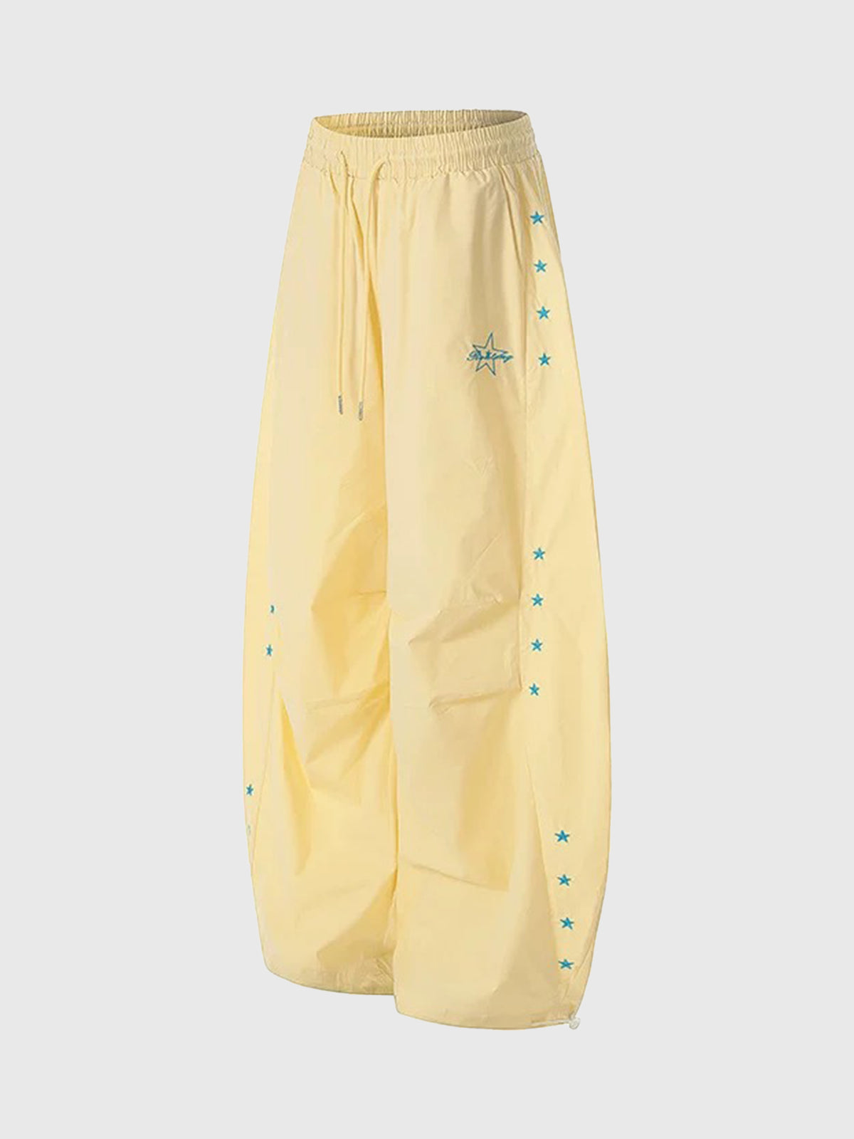 Brick Lane Curved Cut Embroidered Pants - Yellow