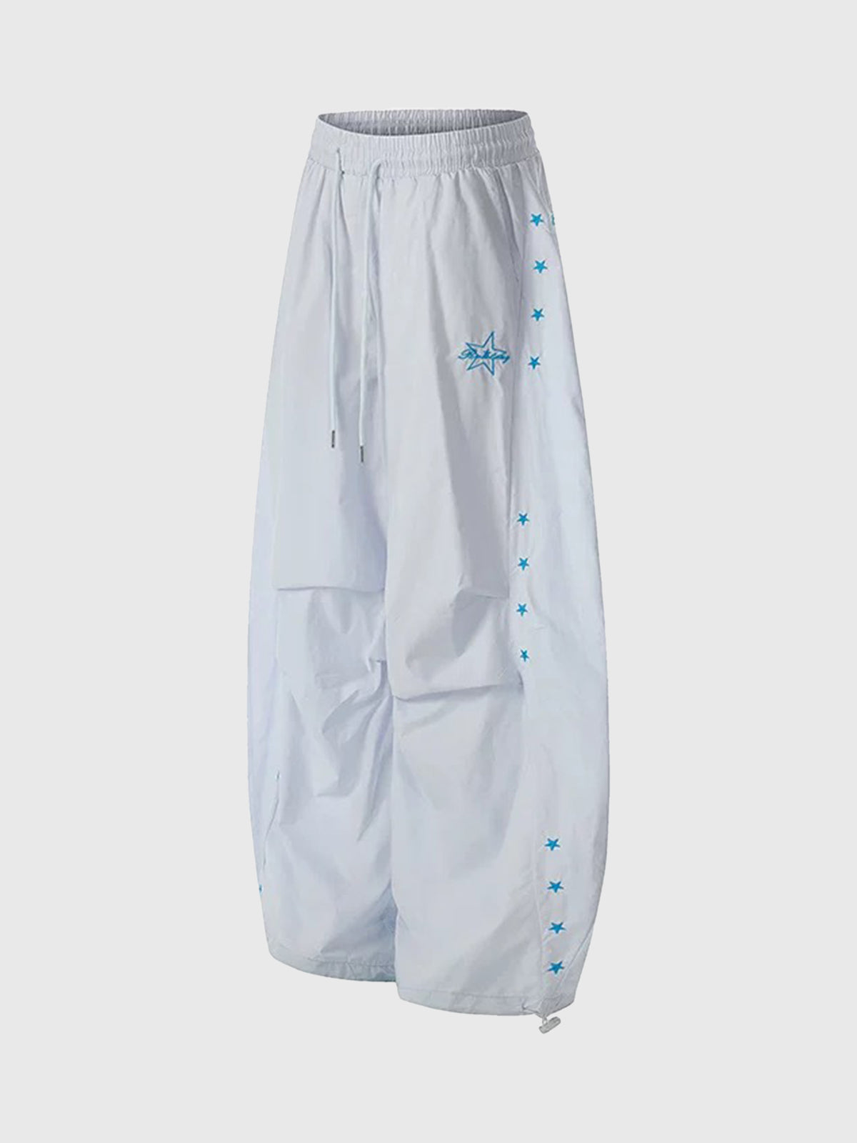 Brick Lane Curved Cut Embroidered Pants - Blue