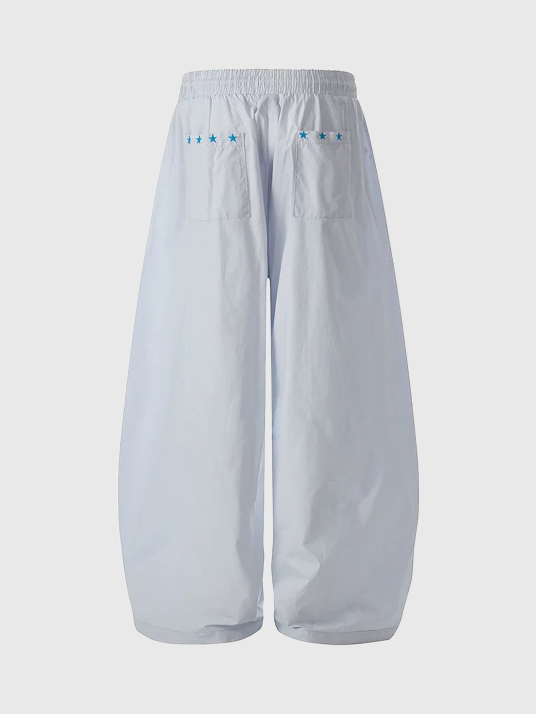 Brick Lane Curved Cut Embroidered Pants - Blue