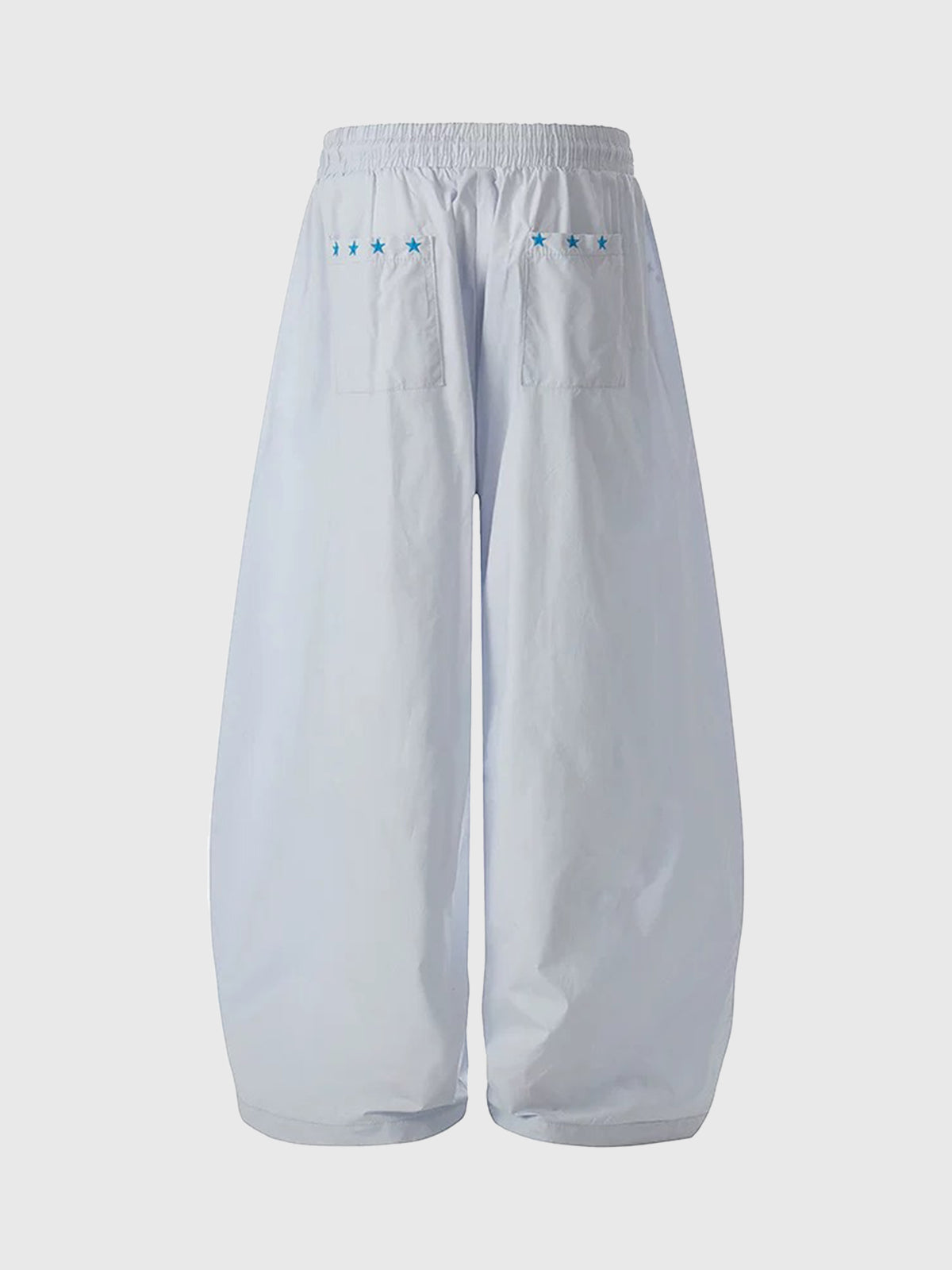 Brick Lane Curved Cut Embroidered Pants - Blue