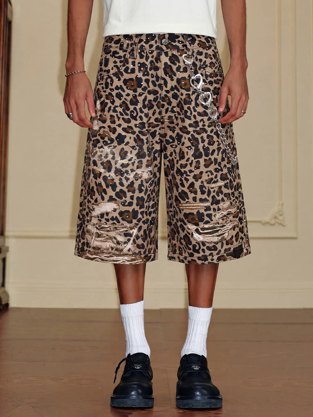 Brick Lane Wide-leg Leopard Print Shorts - Brown