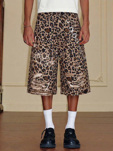 Brick Lane Wide-leg Leopard Print Shorts - Brown