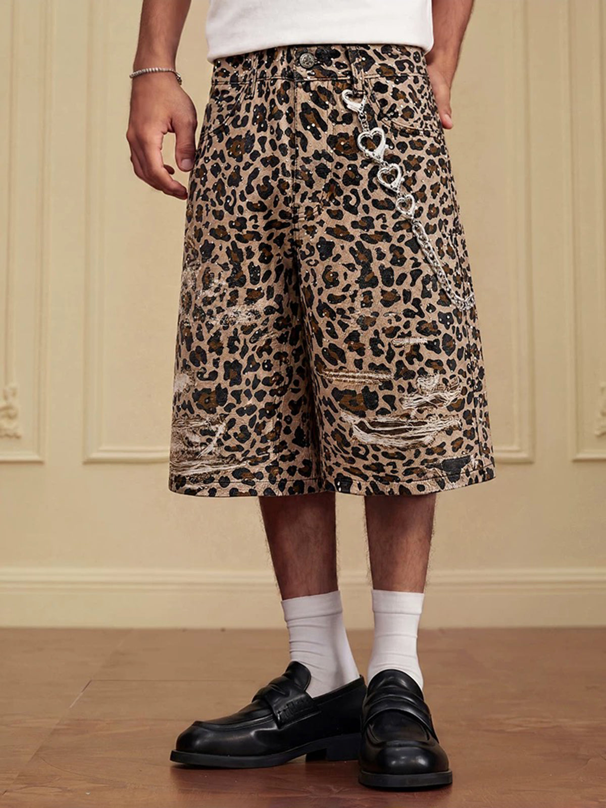 Brick Lane Wide-leg Leopard Print Shorts - Brown