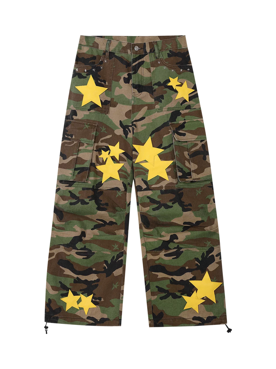 Brick Lane Wide-leg Star Camouflage Pants - Green