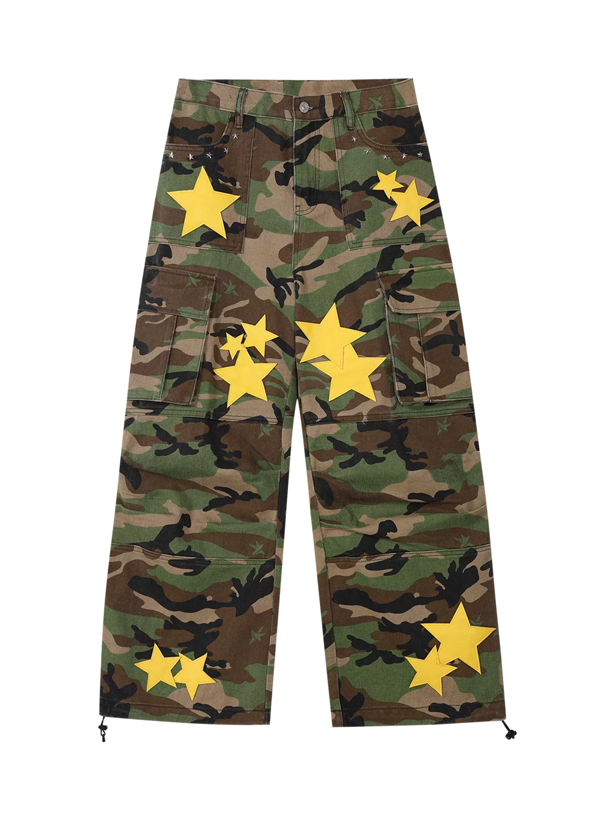 Brick Lane Wide-leg Star Camouflage Pants - Green
