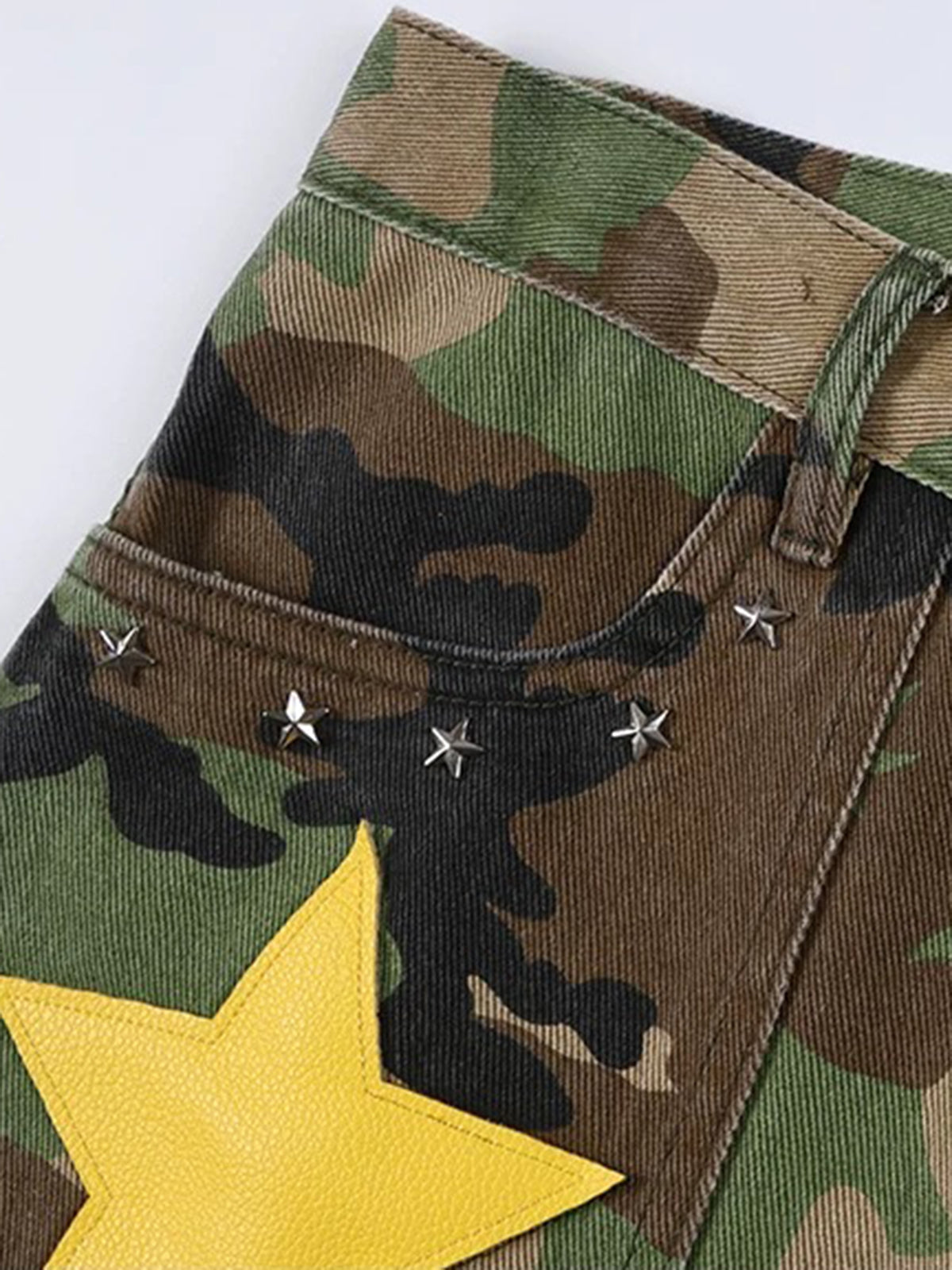 Brick Lane Wide-leg Star Camouflage Pants - Green