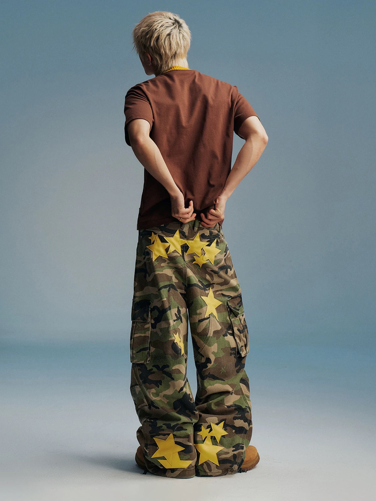 Brick Lane Wide-leg Star Camouflage Pants - Green