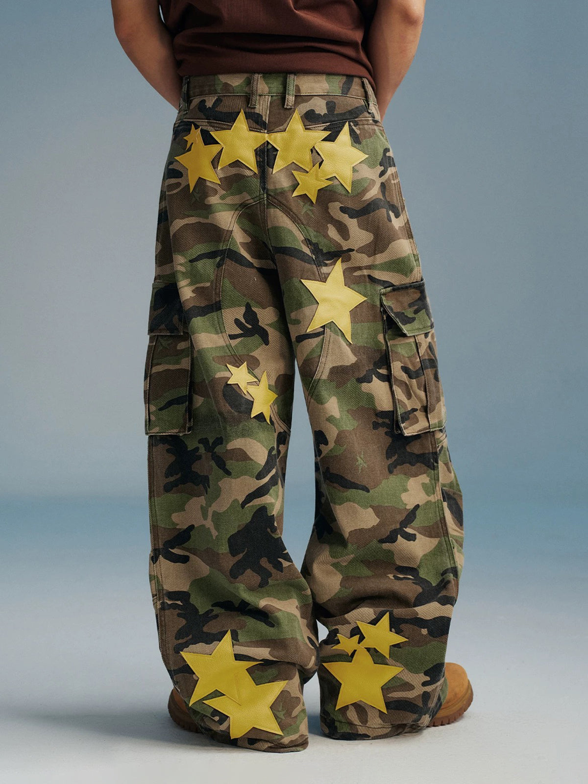 Brick Lane Wide-leg Star Camouflage Pants - Green
