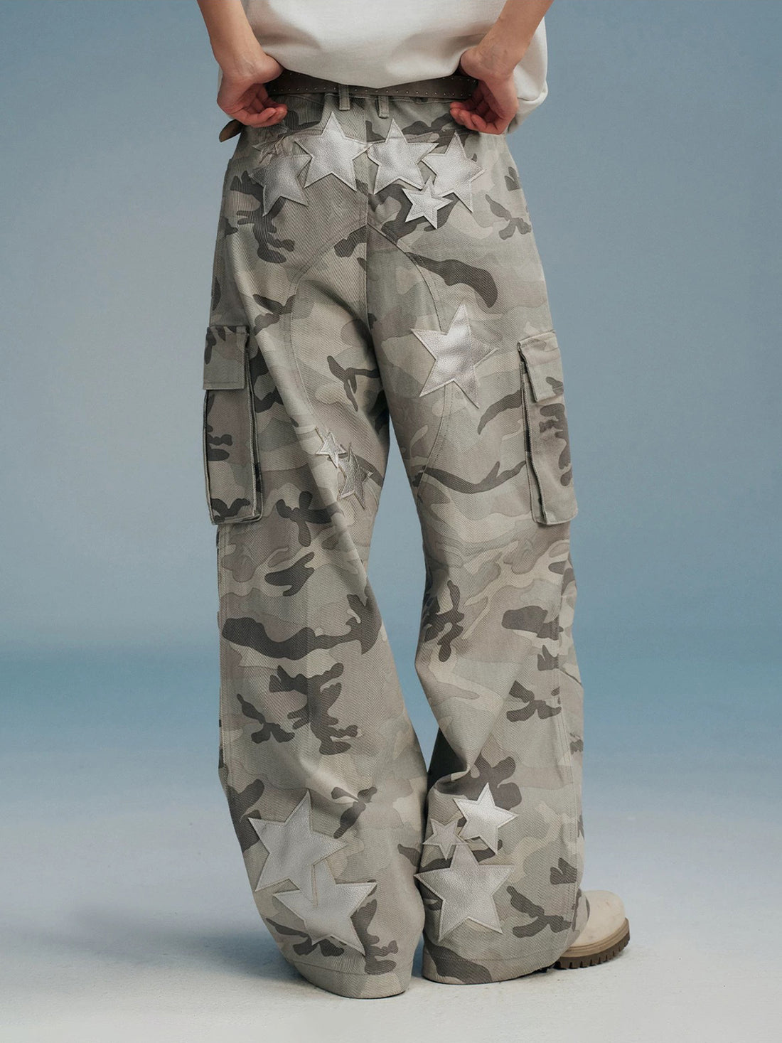 Brick Lane Wide-leg Star Camouflage Pants - Grey
