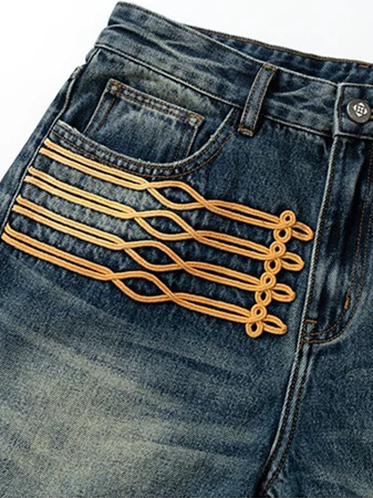 Brick Lane Wide-leg Leopard Jeans - Blue