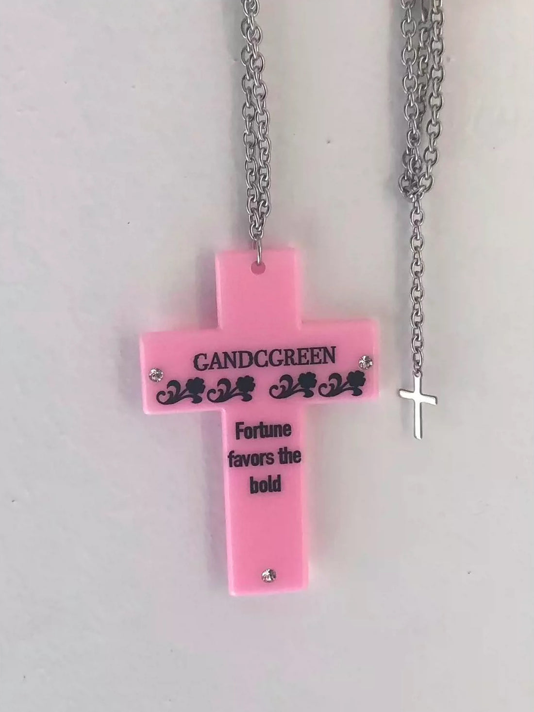 Brick Lane Cross Necklace - Pink