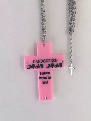 Brick Lane Cross Necklace - Pink