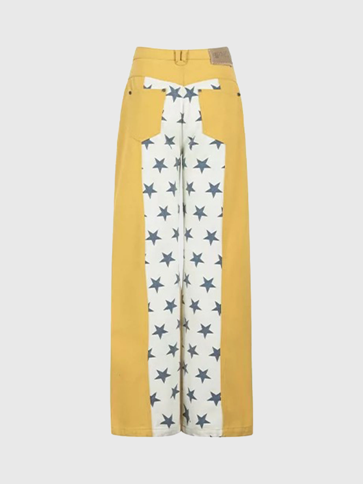 Brick Lane Straight Contrast Color Star Pants - Yellow