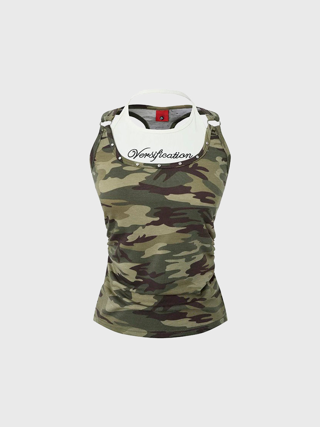 Brick Lane Layered-look Camouflage Tank Top - Green