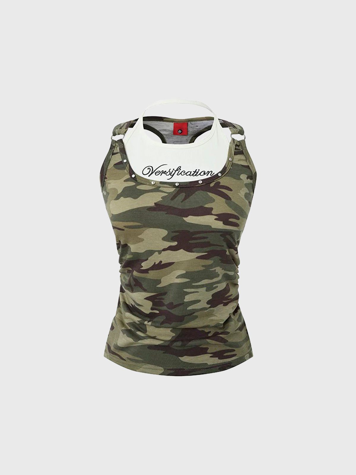 Brick Lane Layered-look Camouflage Tank Top - Green