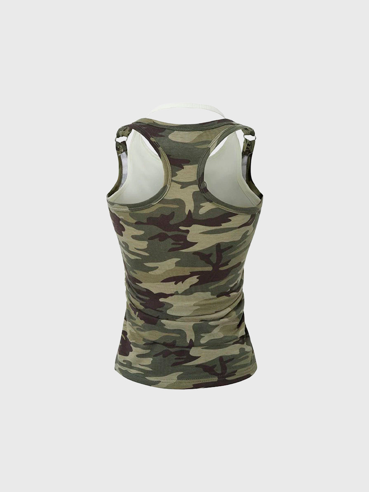 Brick Lane Layered-look Camouflage Tank Top - Green
