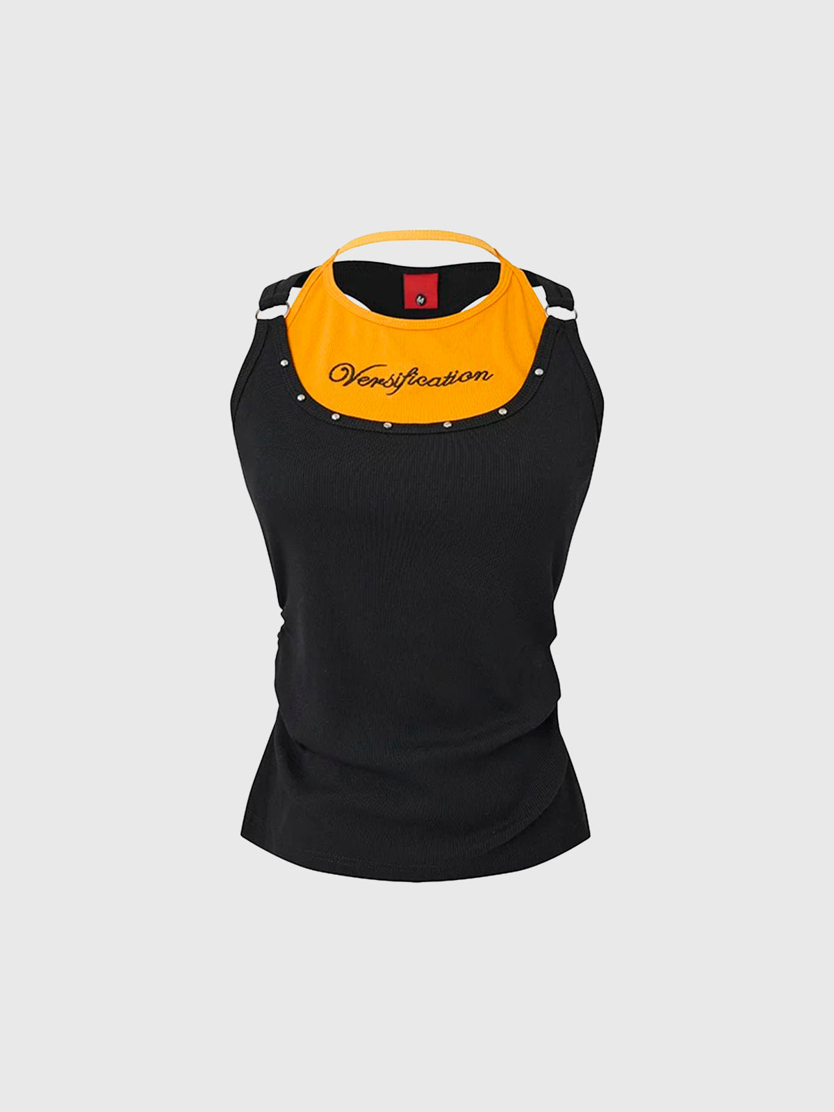 Brick Lane Layered-look Contrast Color Tank Top - Black