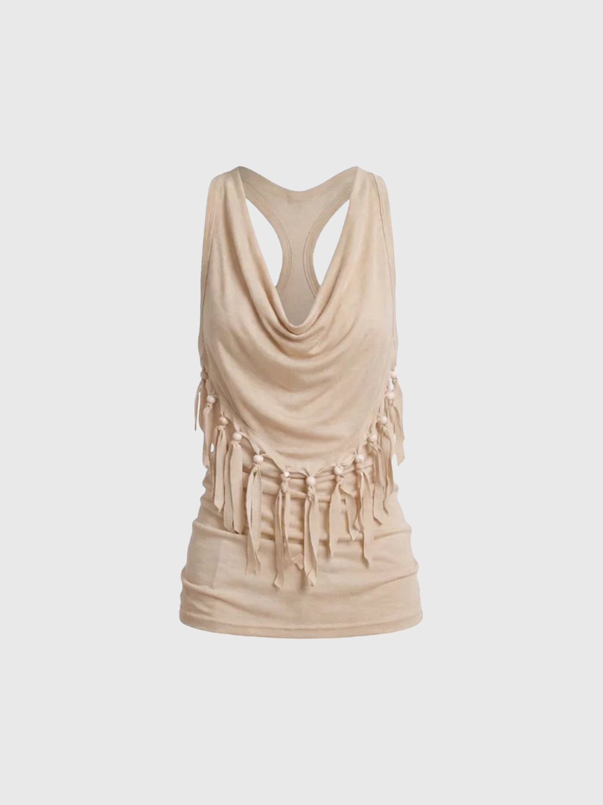Brick Lane Draped Wool Blend Tank Top - Khaki