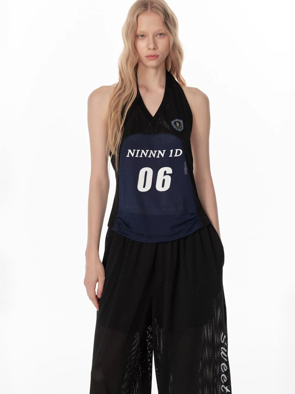 American Club Skimming Jersey Halter Top - Blue