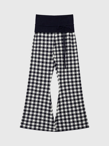 Almost Casual Check Flared Pants – Mono Check