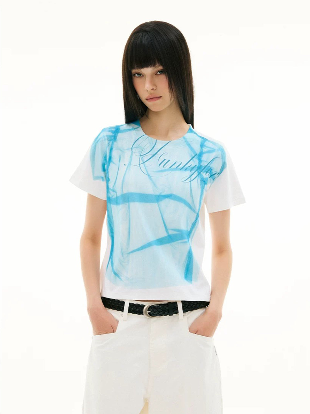 See-Through Alibi Layered Tee – Sky Blue