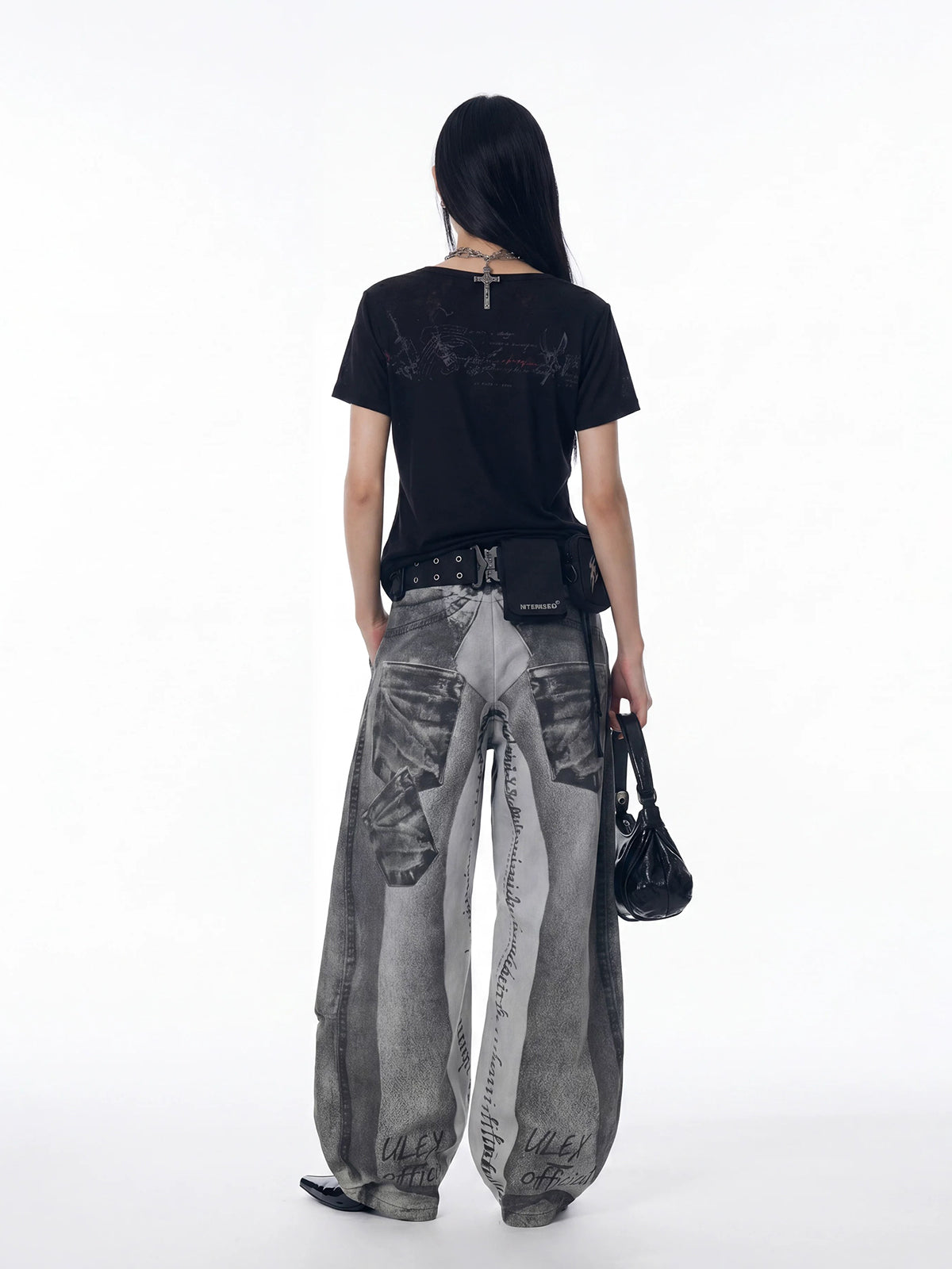 Brick Lane Wide-leg Print Pants - Grey