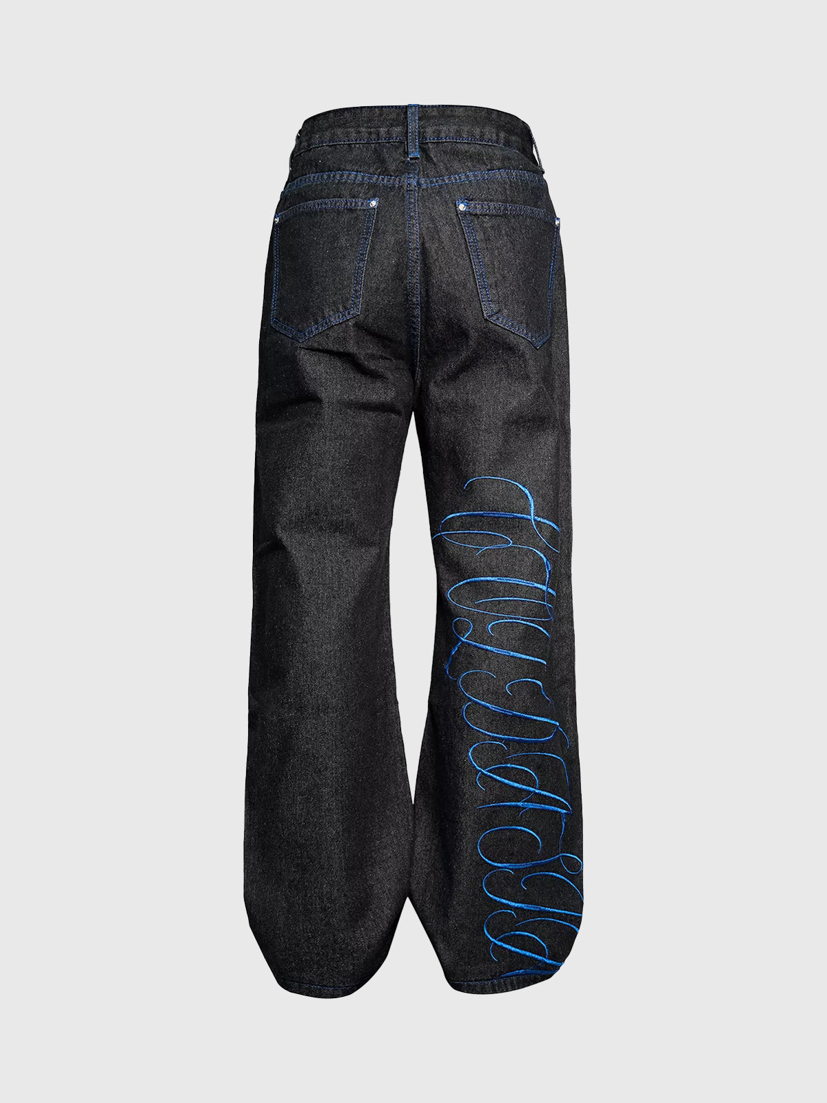 Brick Lane Straight Embroidered Jeans - Acid Blue