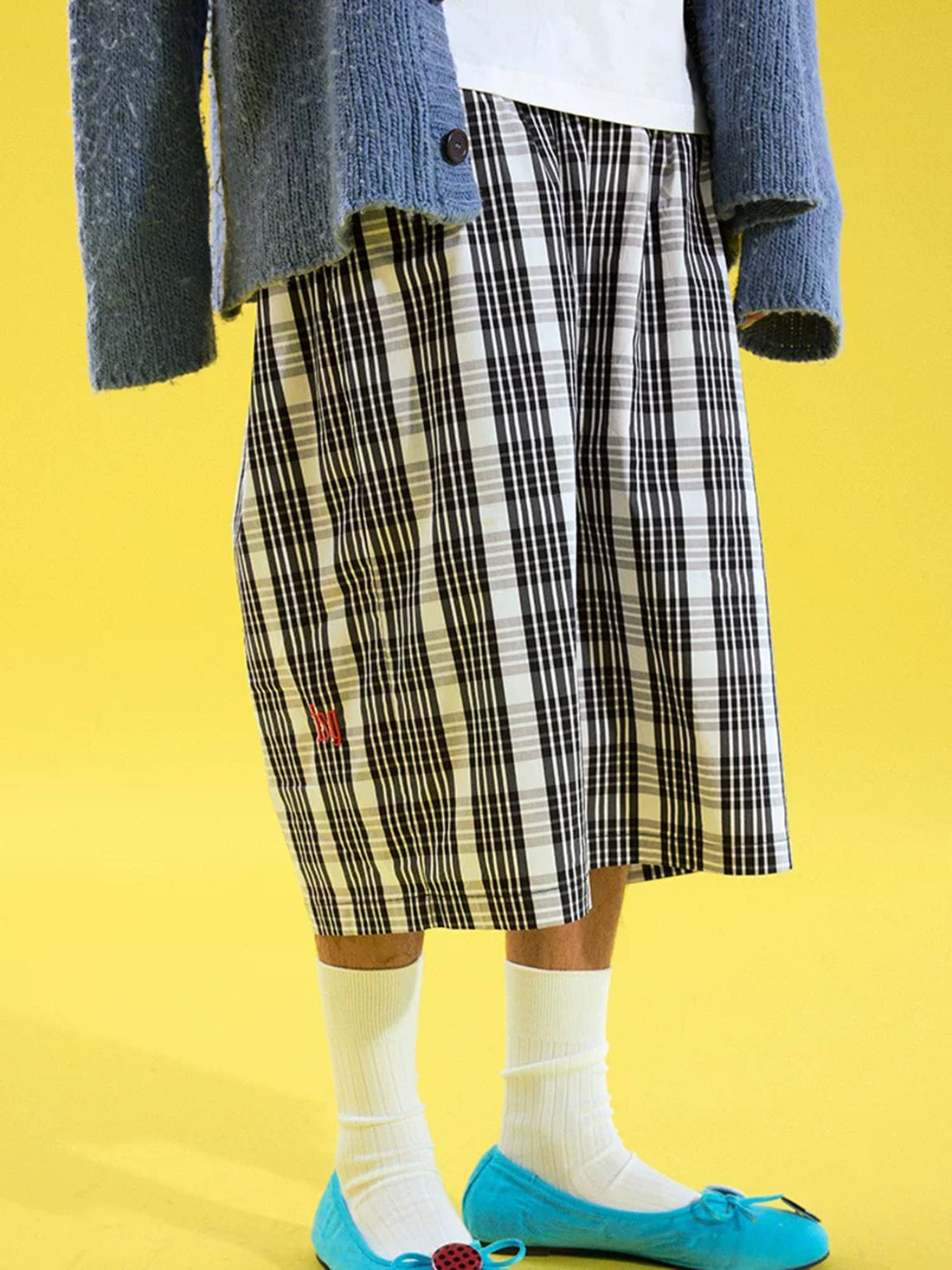 Brick Lane Wide-leg Check Shorts - Black