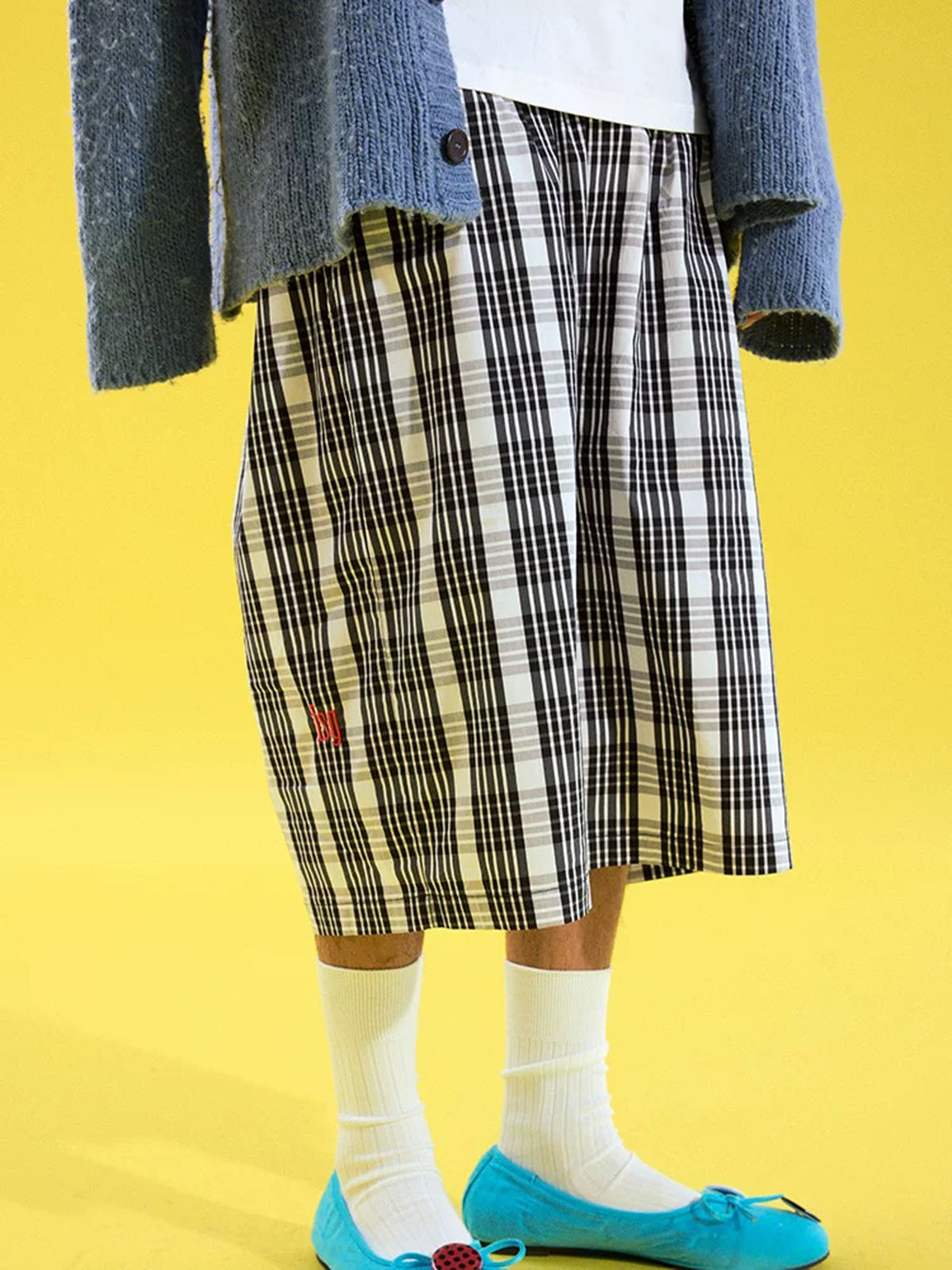 Brick Lane Wide-leg Check Shorts - Black