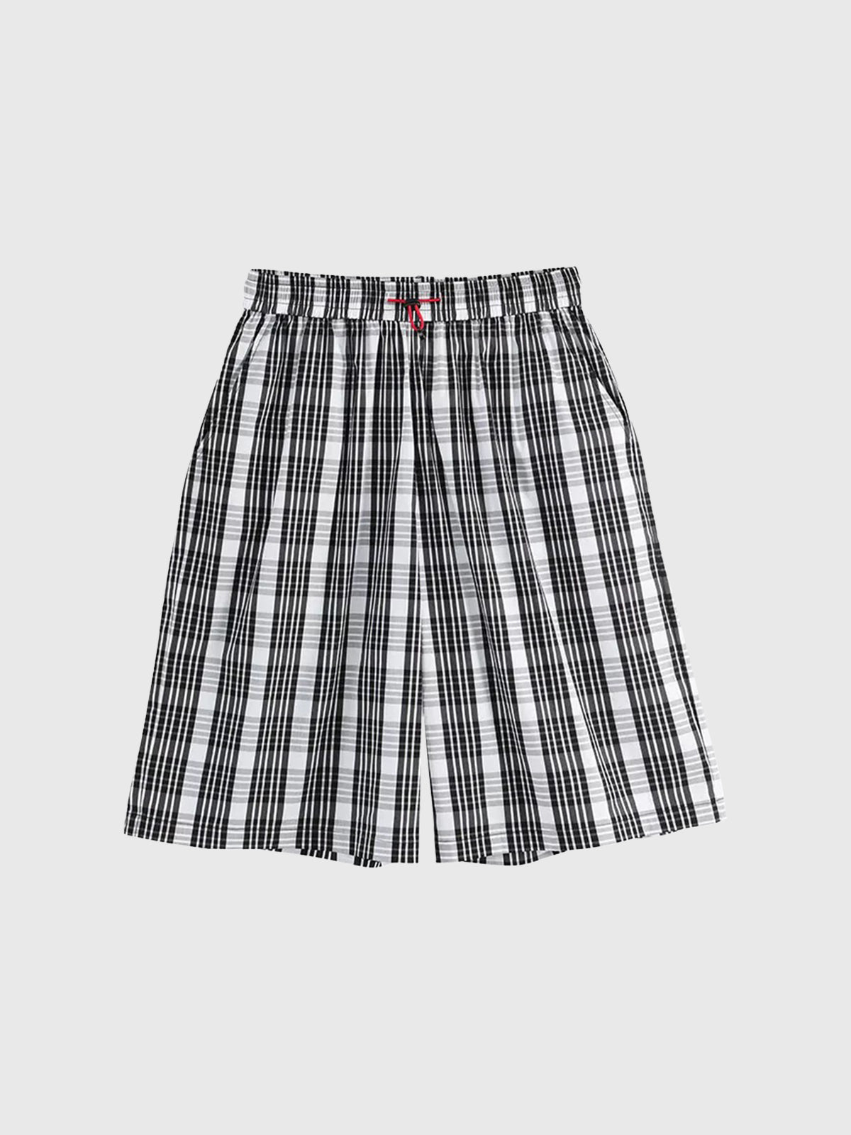 Brick Lane Wide-leg Check Shorts - Black