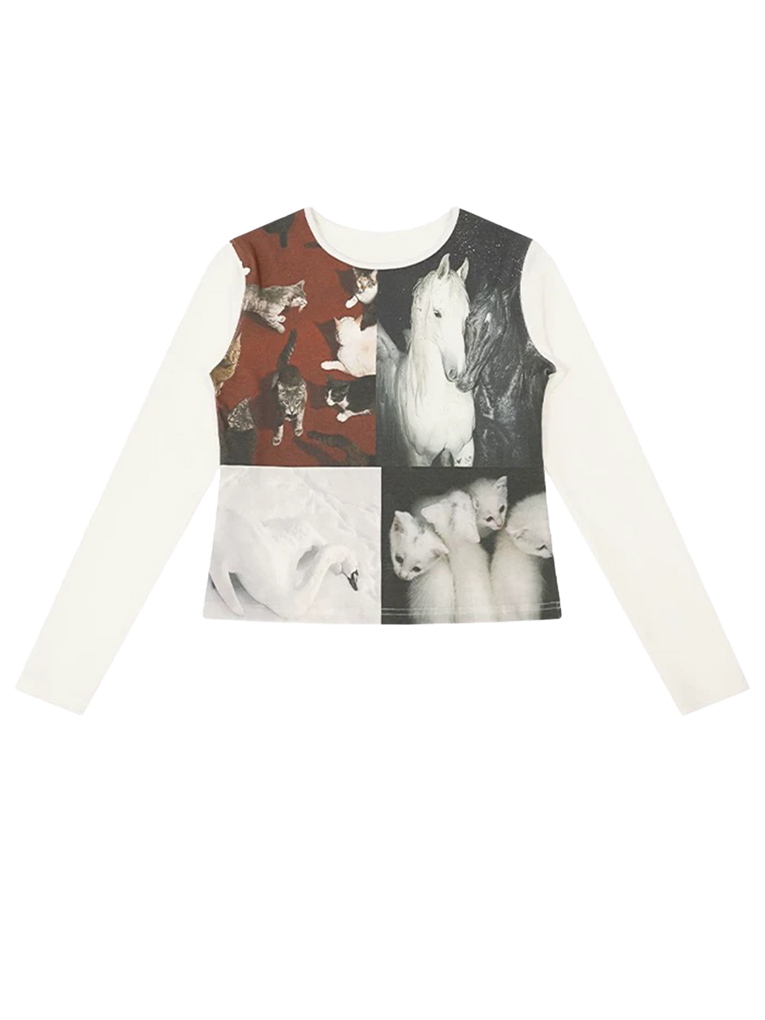 Mismatch Theory Layered Sleeve Top – Ivory Mix