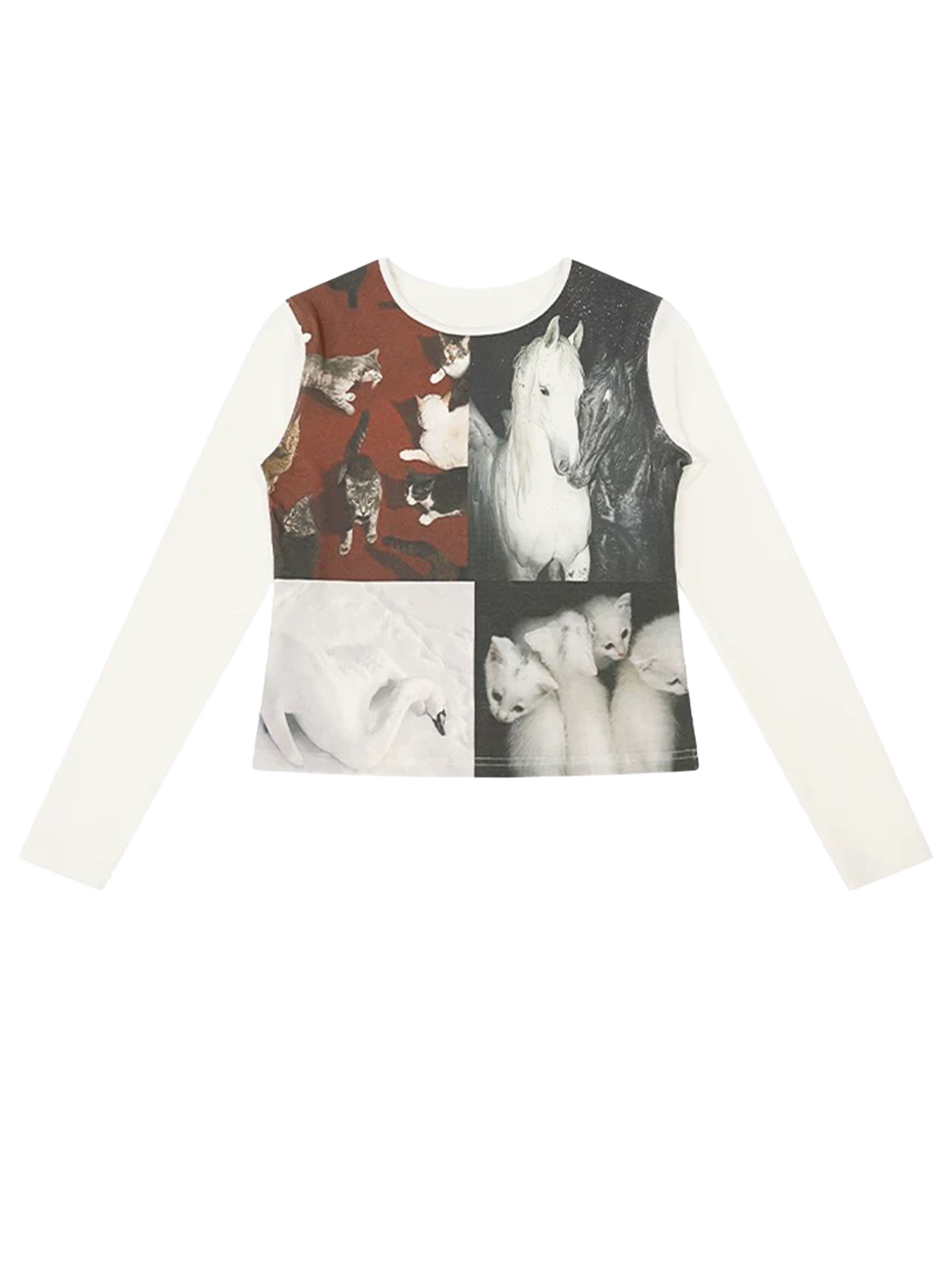 Mismatch Theory Layered Sleeve Top – Ivory Mix