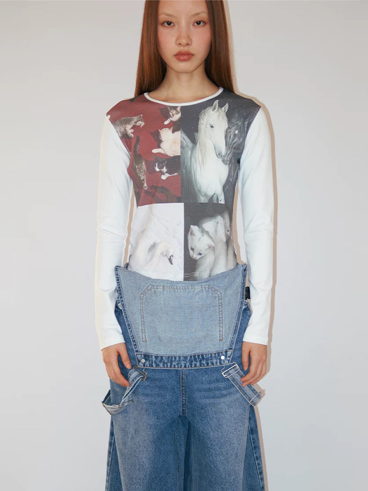 Mismatch Theory Layered Sleeve Top – Ivory Mix