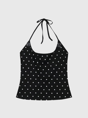 Eyes First Dot Halter Cami – Black White