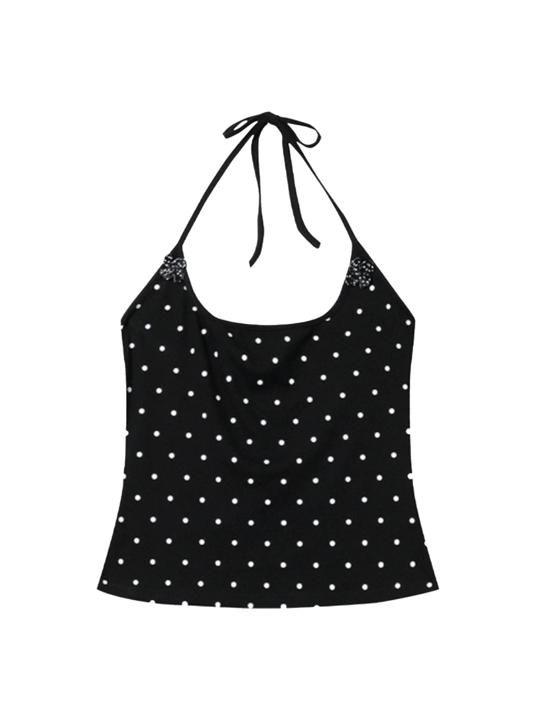 Eyes First Dot Halter Cami – Black White