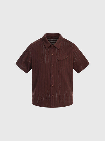 Co-ed Dorm Baggy Sheer Shirt - Brown
