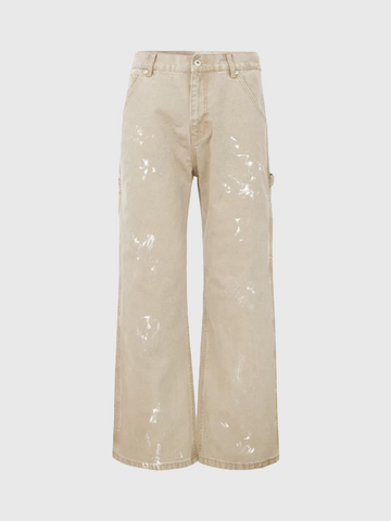 Brick Lane Straight Splash-ink Pants - Khaki