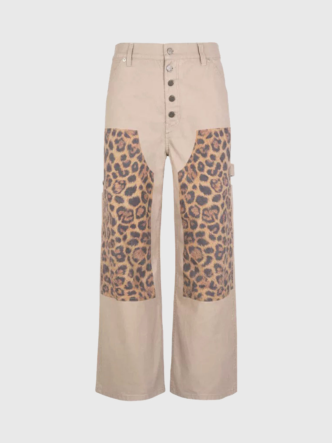 Brick Lane Straight Leopard Pants - Pink