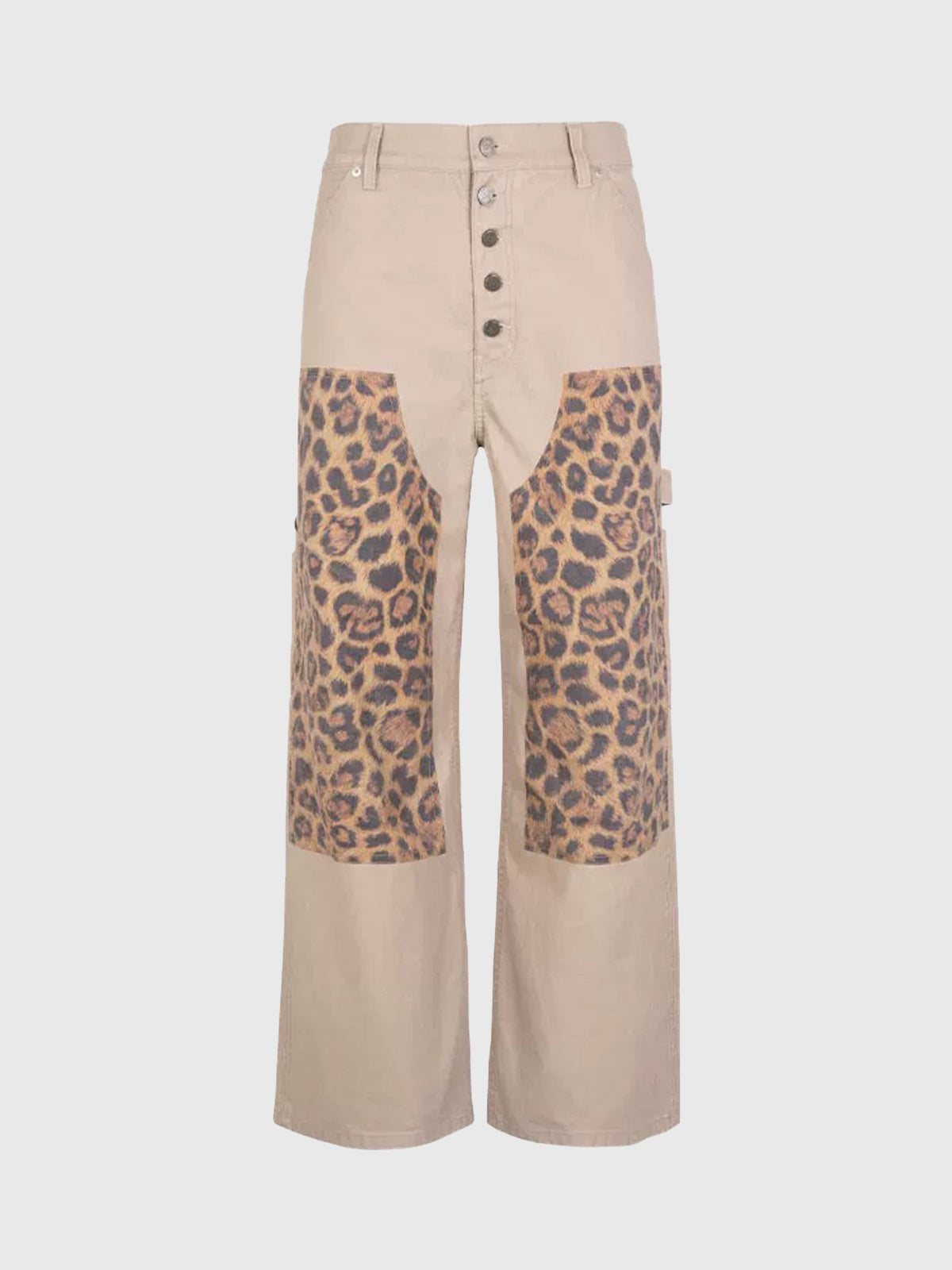 Brick Lane Straight Leopard Pants - Pink