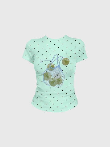 Brick Lane Skimming Dot Apple T-Shirt - Mint