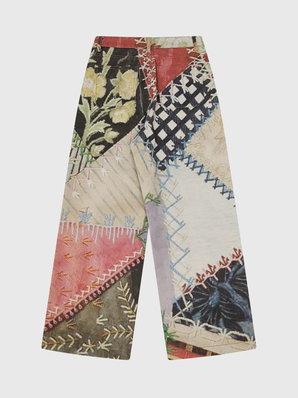 Patchwork Mood Wide-Leg Pants – Mixed Ivory