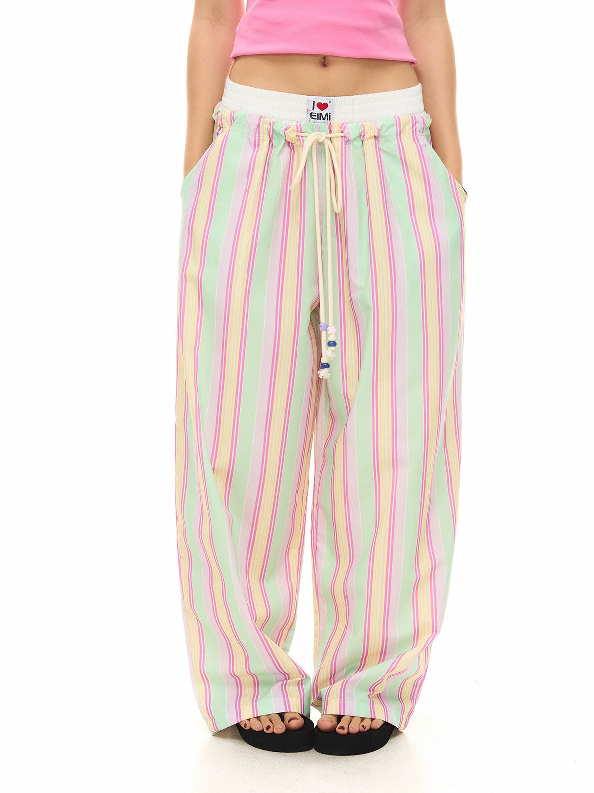 Brick Lane Wide-leg Check Pants - Pink