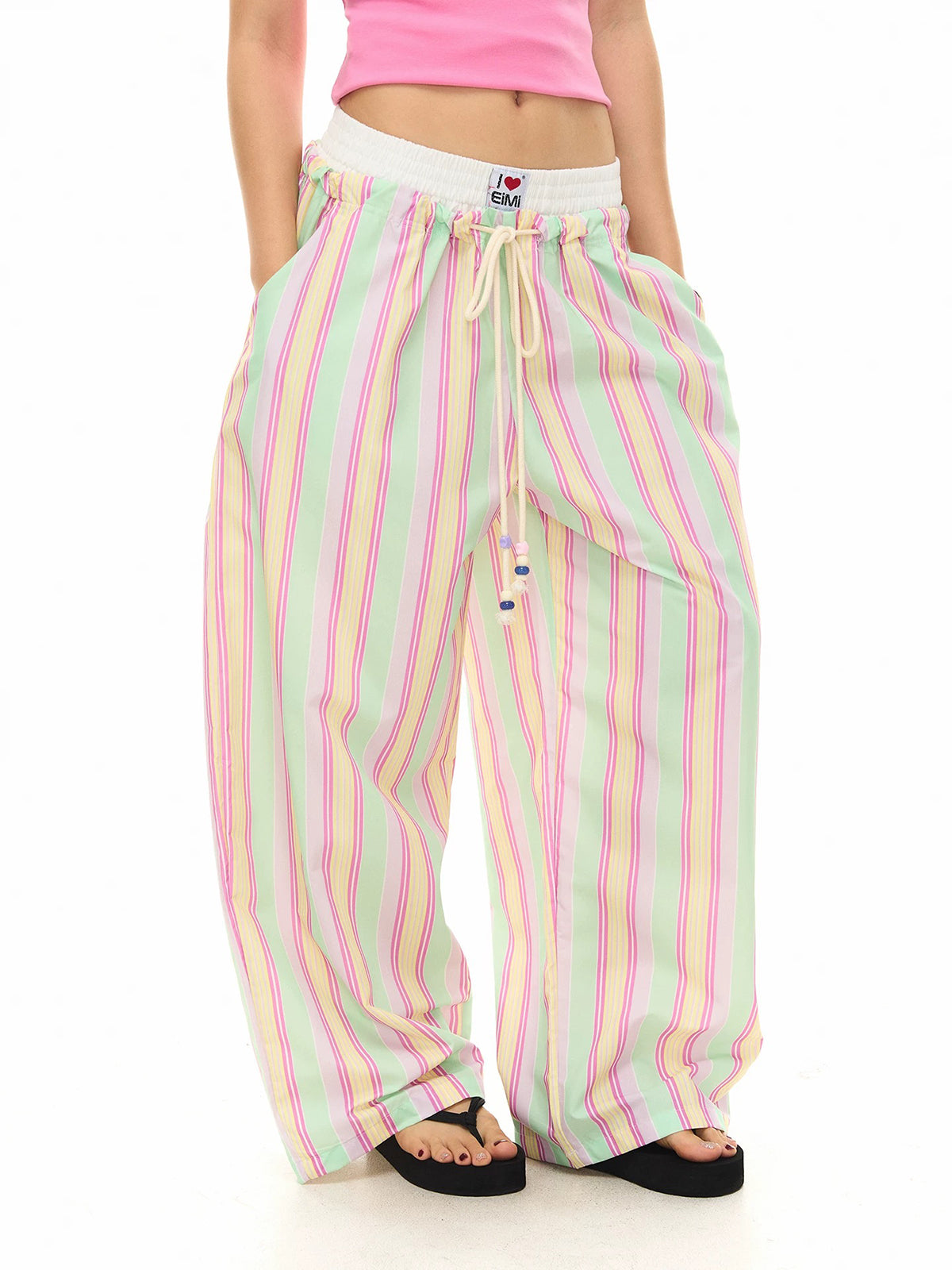 Brick Lane Wide-leg Check Pants - Pink