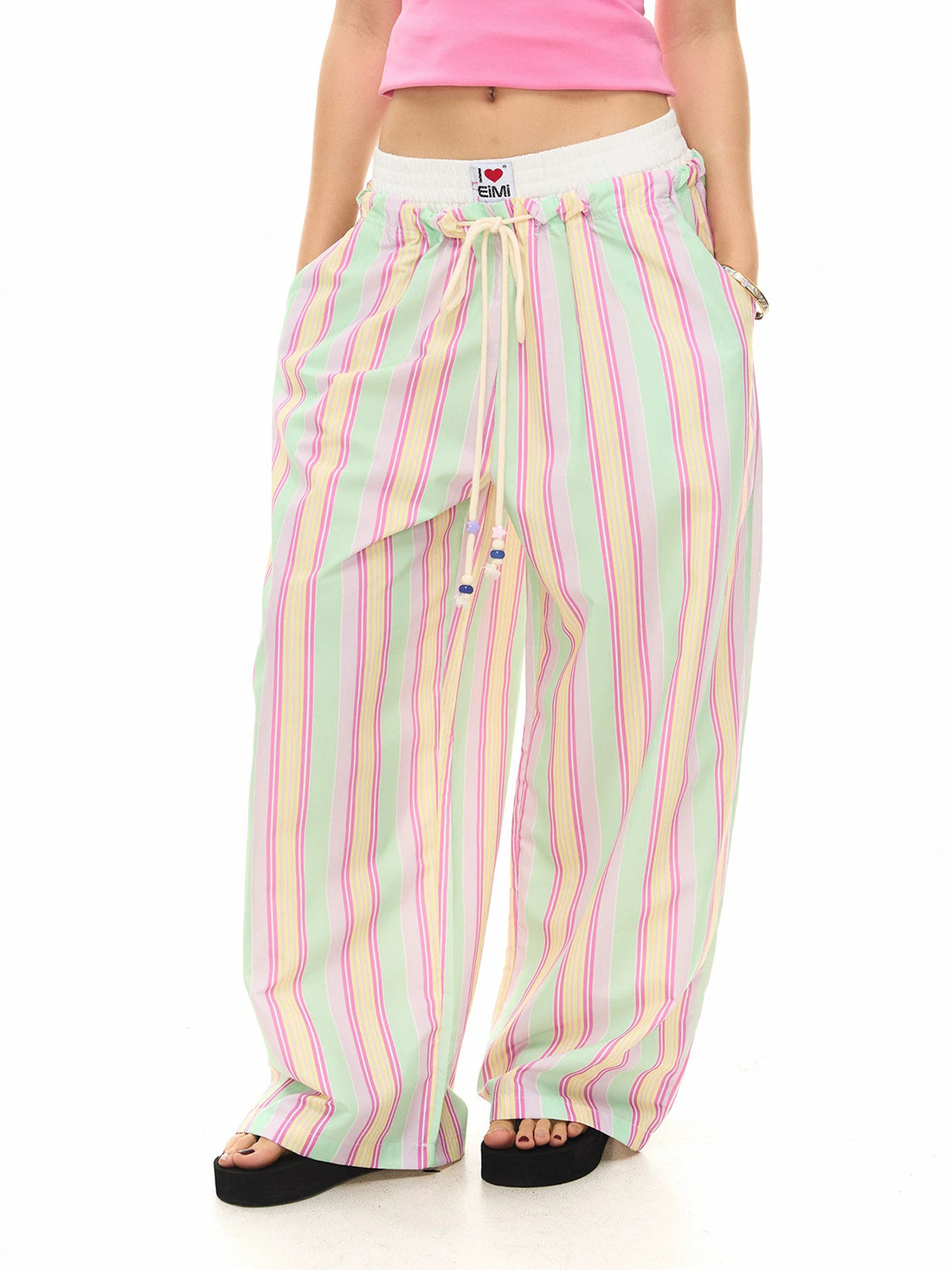 Brick Lane Wide-leg Check Pants - Pink