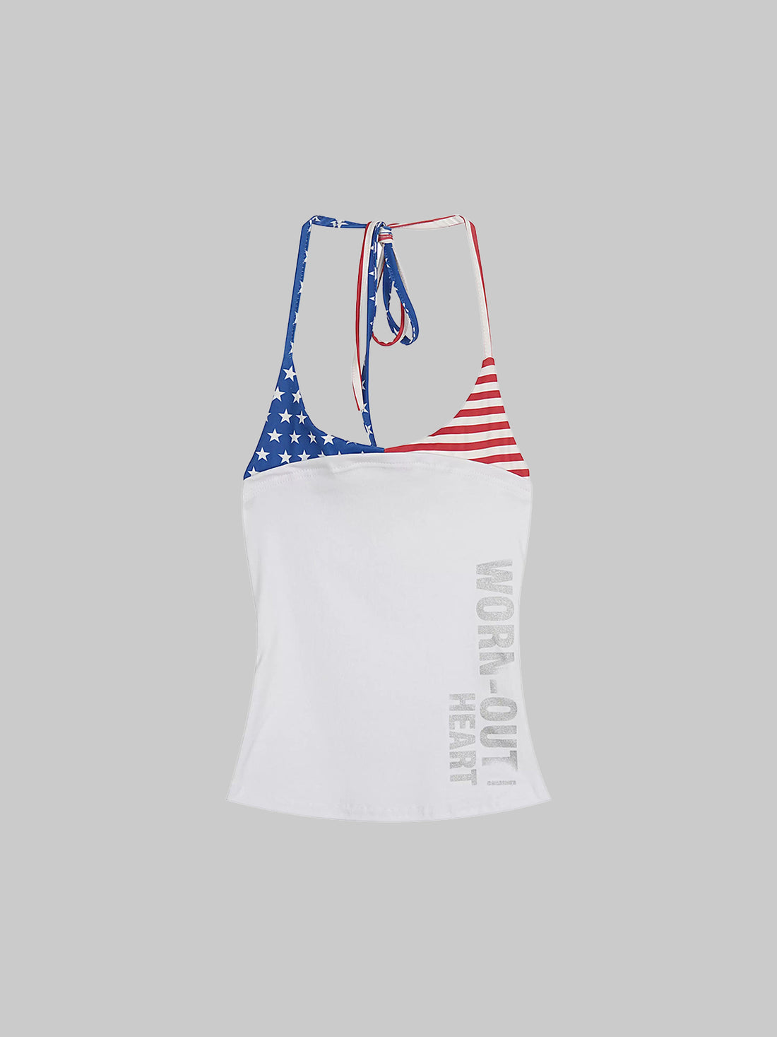 American Club Halter Flag Top - White