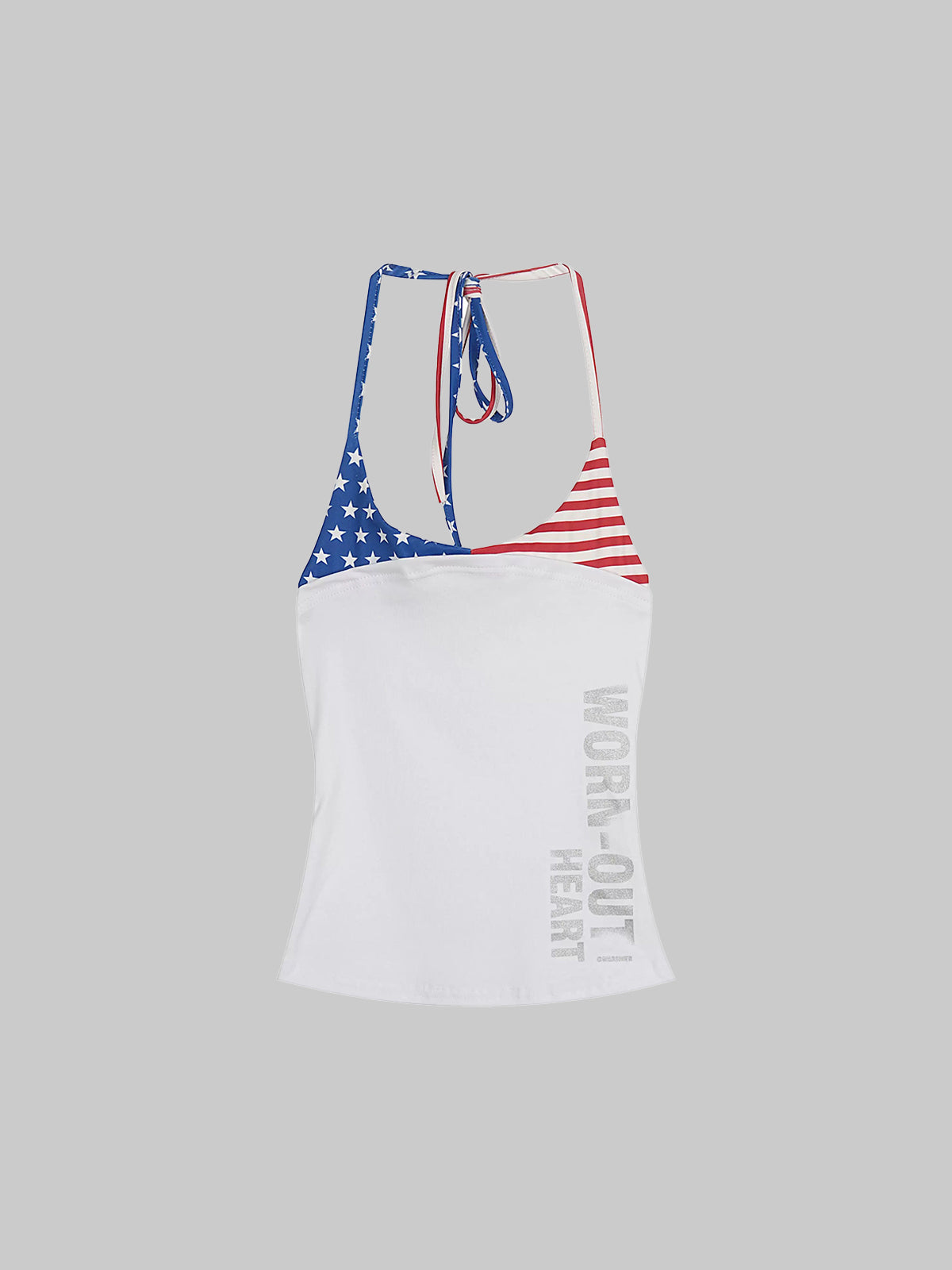 American Club Halter Flag Top - White